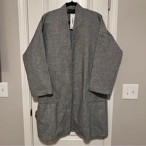 Boohoo Collarless Pocket Detail Wool Look Coat